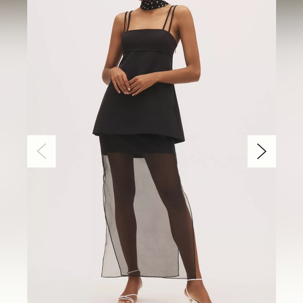 Anthropologie Elegant Black Sheer Layered Dress